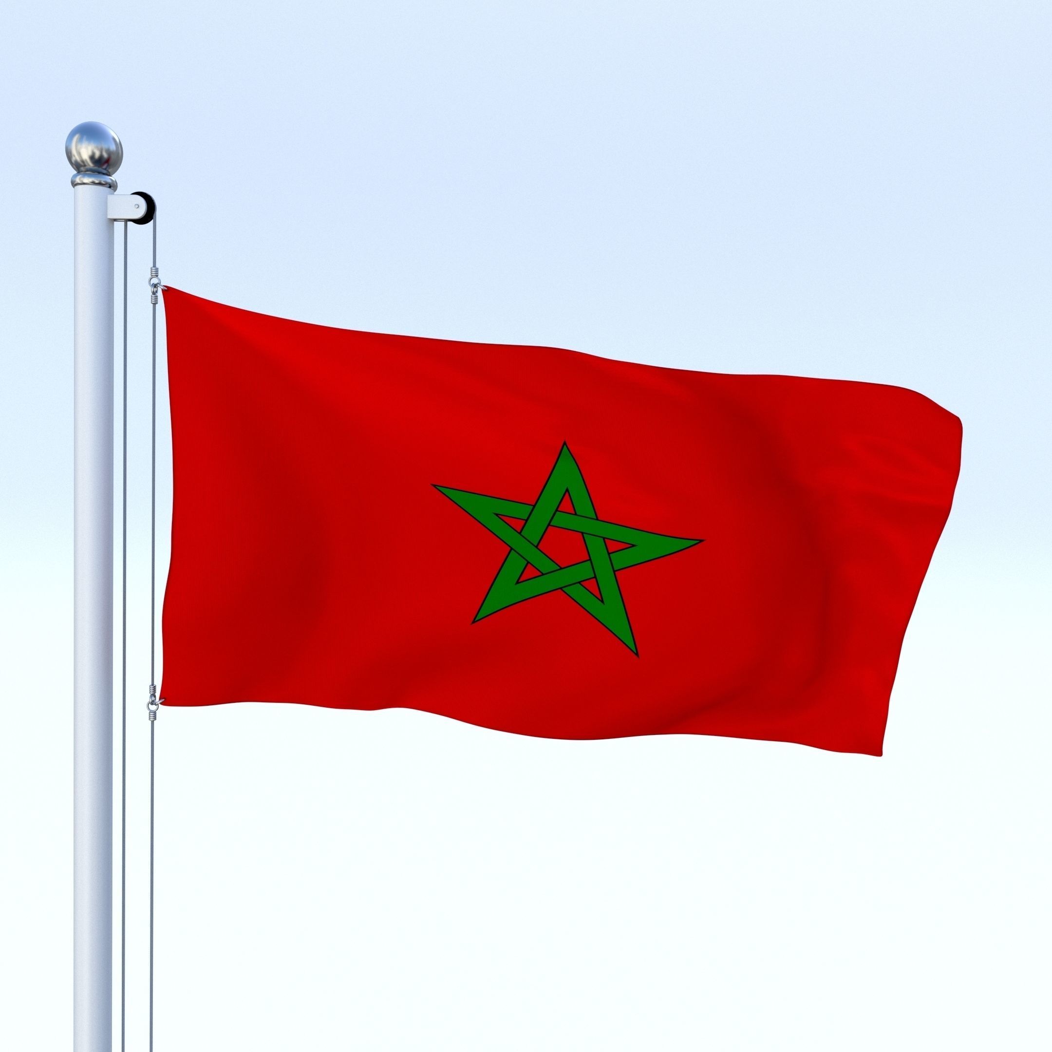 Animated Morocco Flag Low-poly 3D model_5