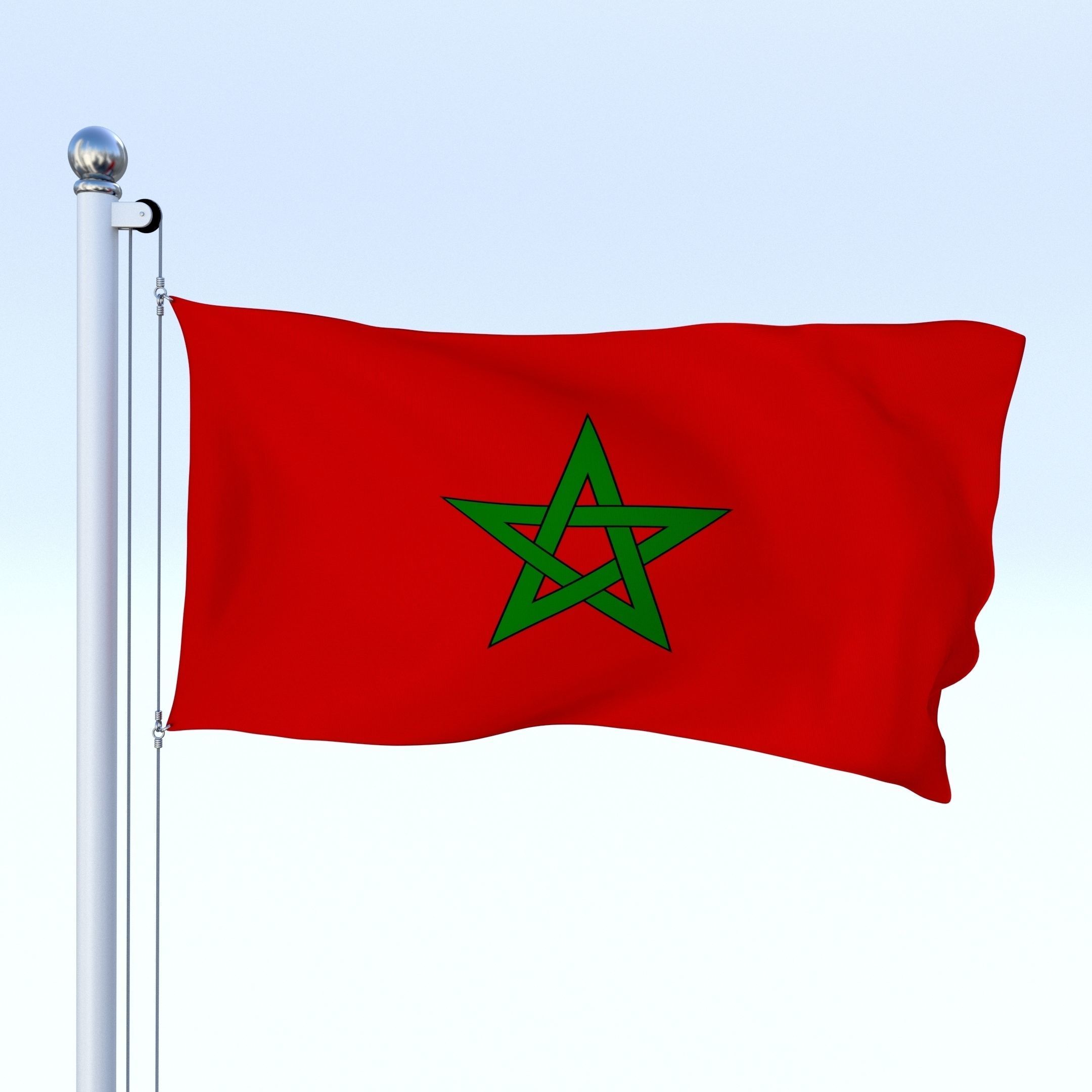 Animated Morocco Flag Low-poly 3D model_23