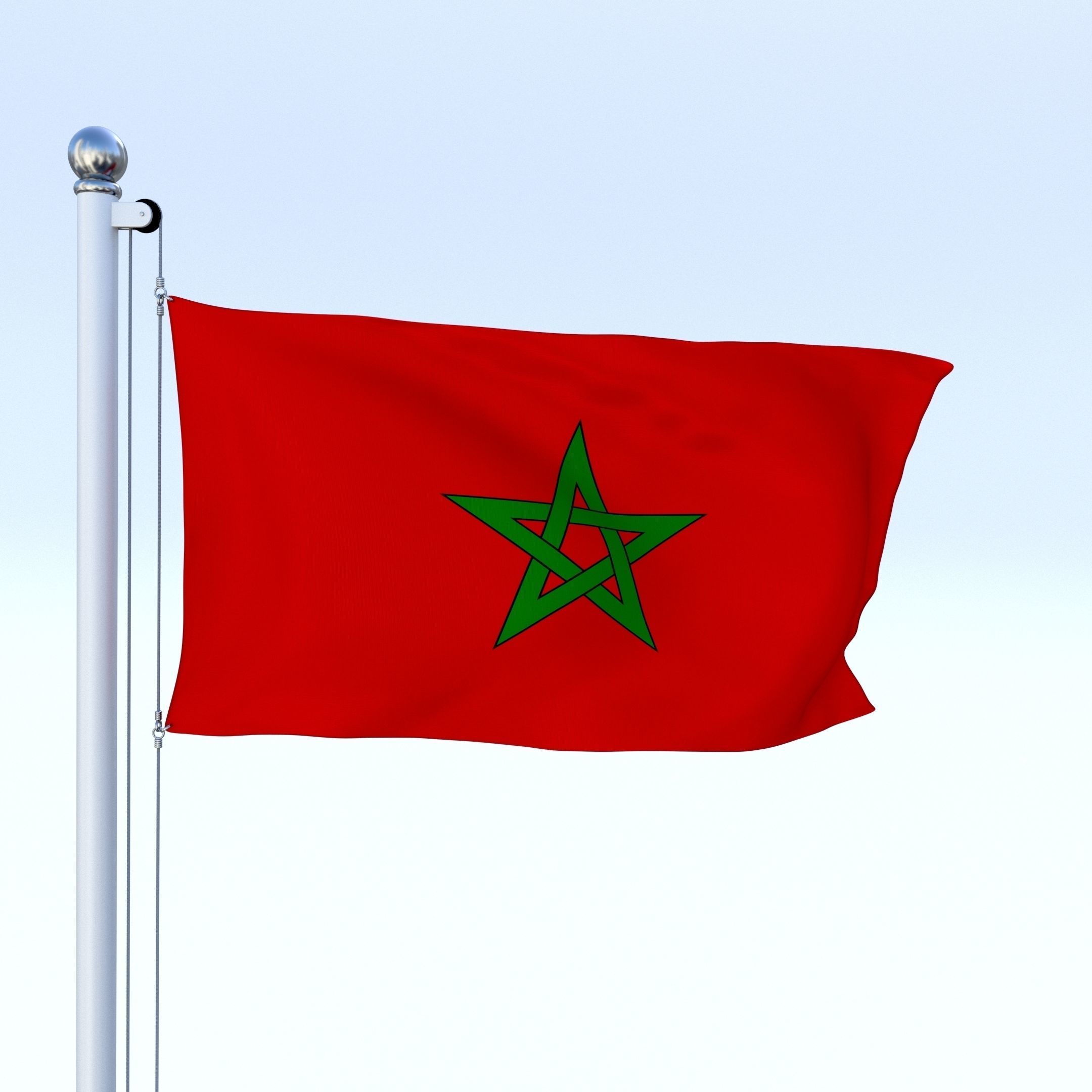 Animated Morocco Flag Low-poly 3D model_1
