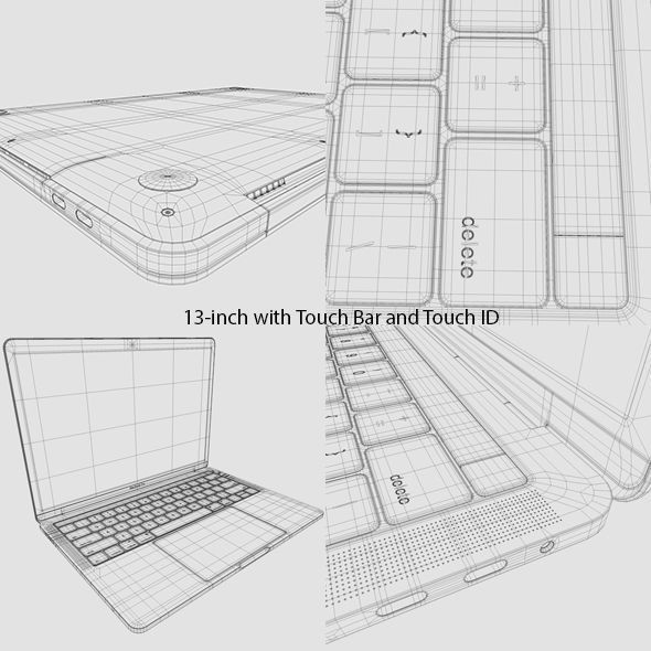 Apple MacBook Pro Low-poly 3D model_3