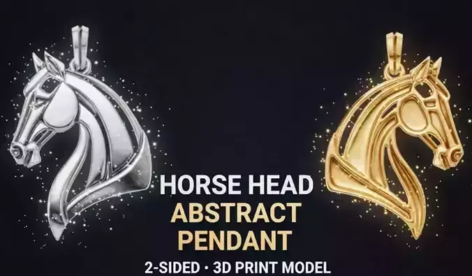 Abstract Horse Head Pendant  3D Print Model