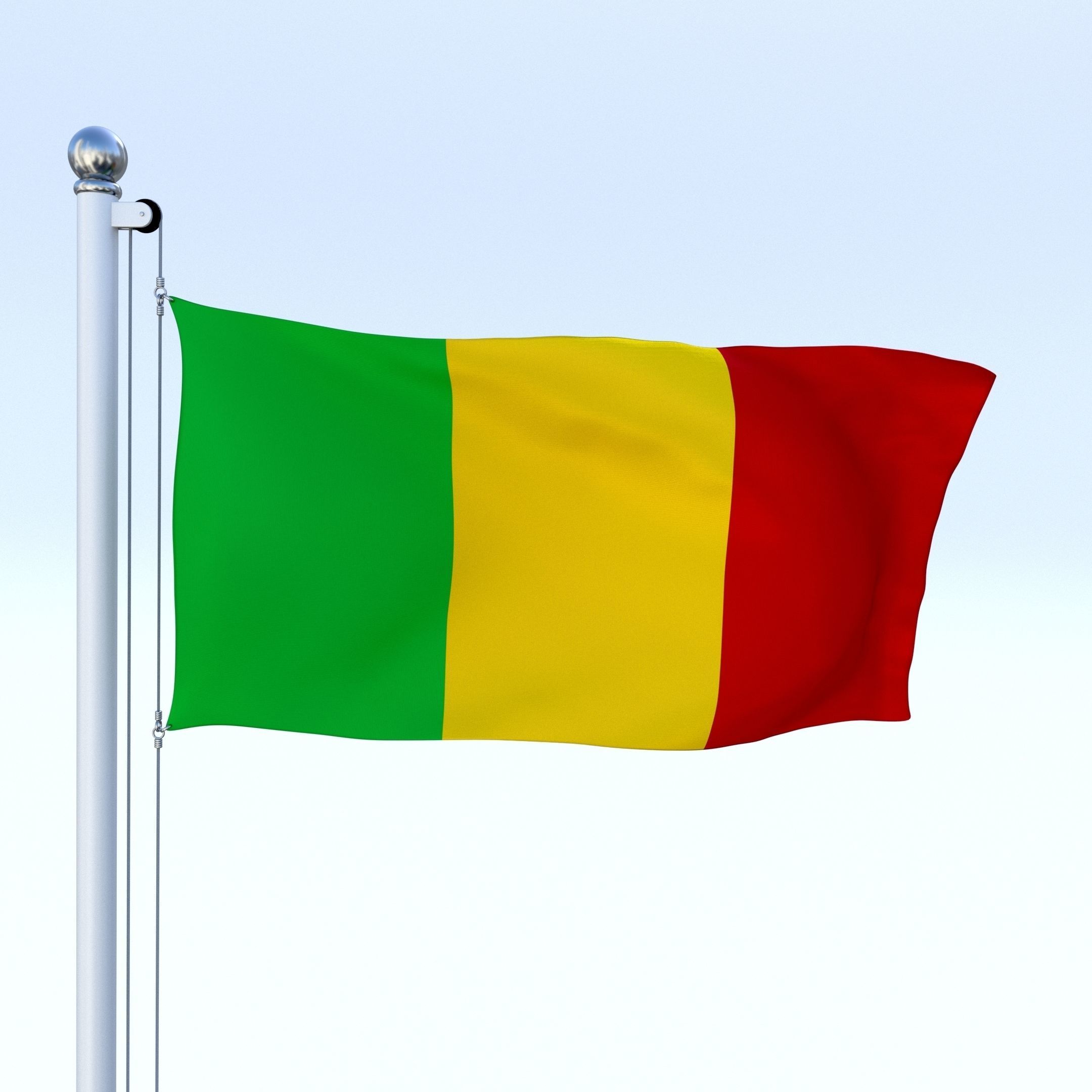 Animated Mali Flag Low-poly 3D model_26