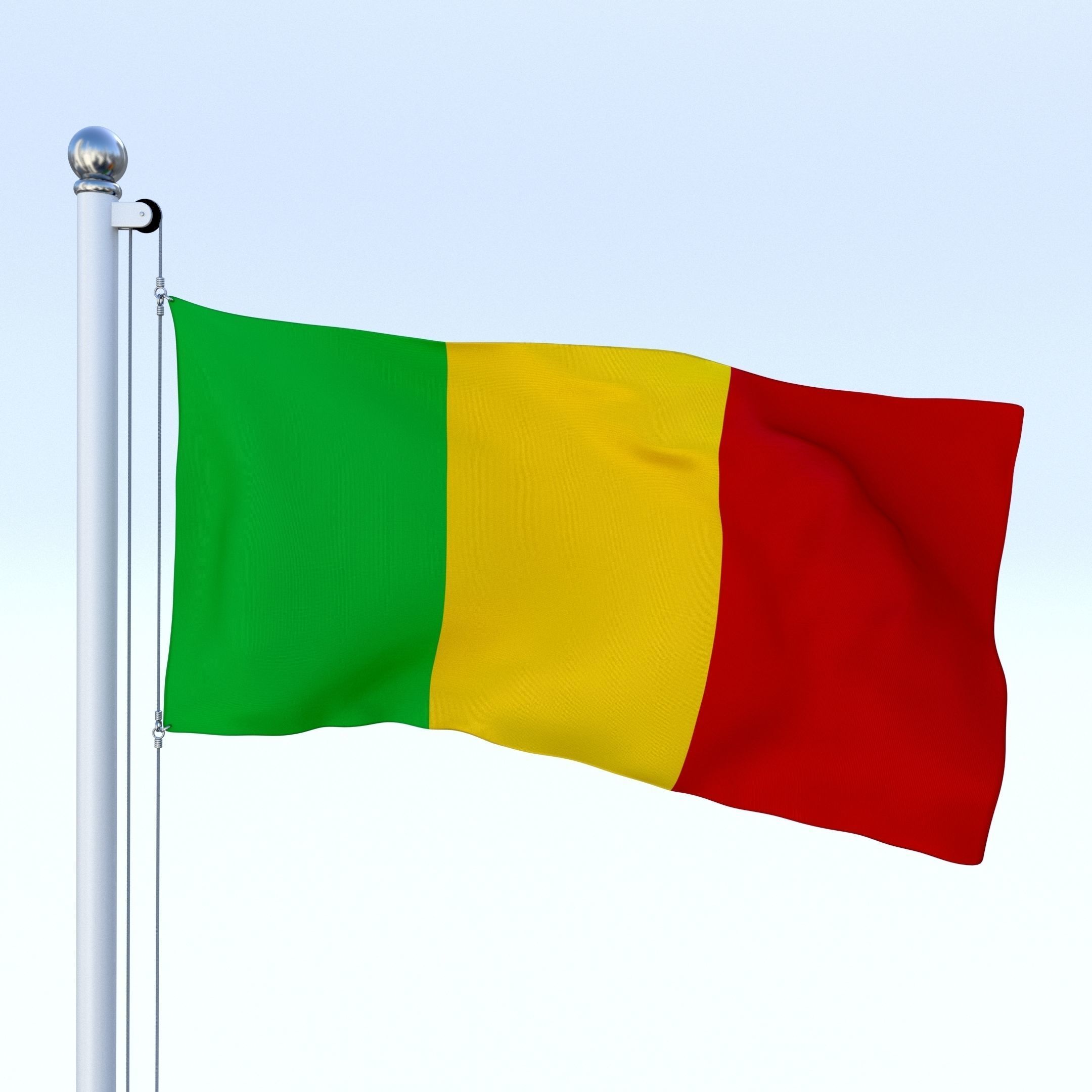 Animated Mali Flag Low-poly 3D model_4