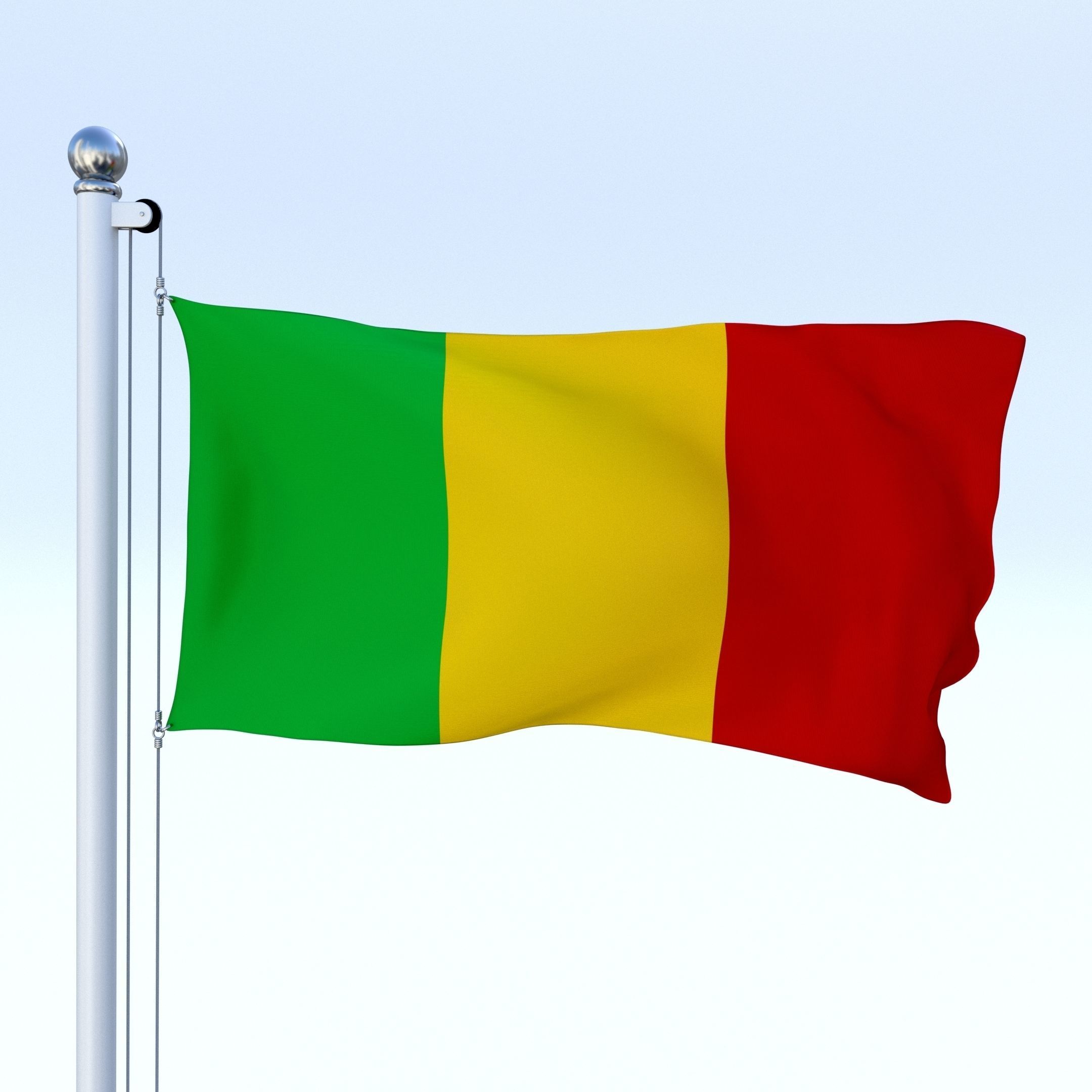 Animated Mali Flag Low-poly 3D model_12