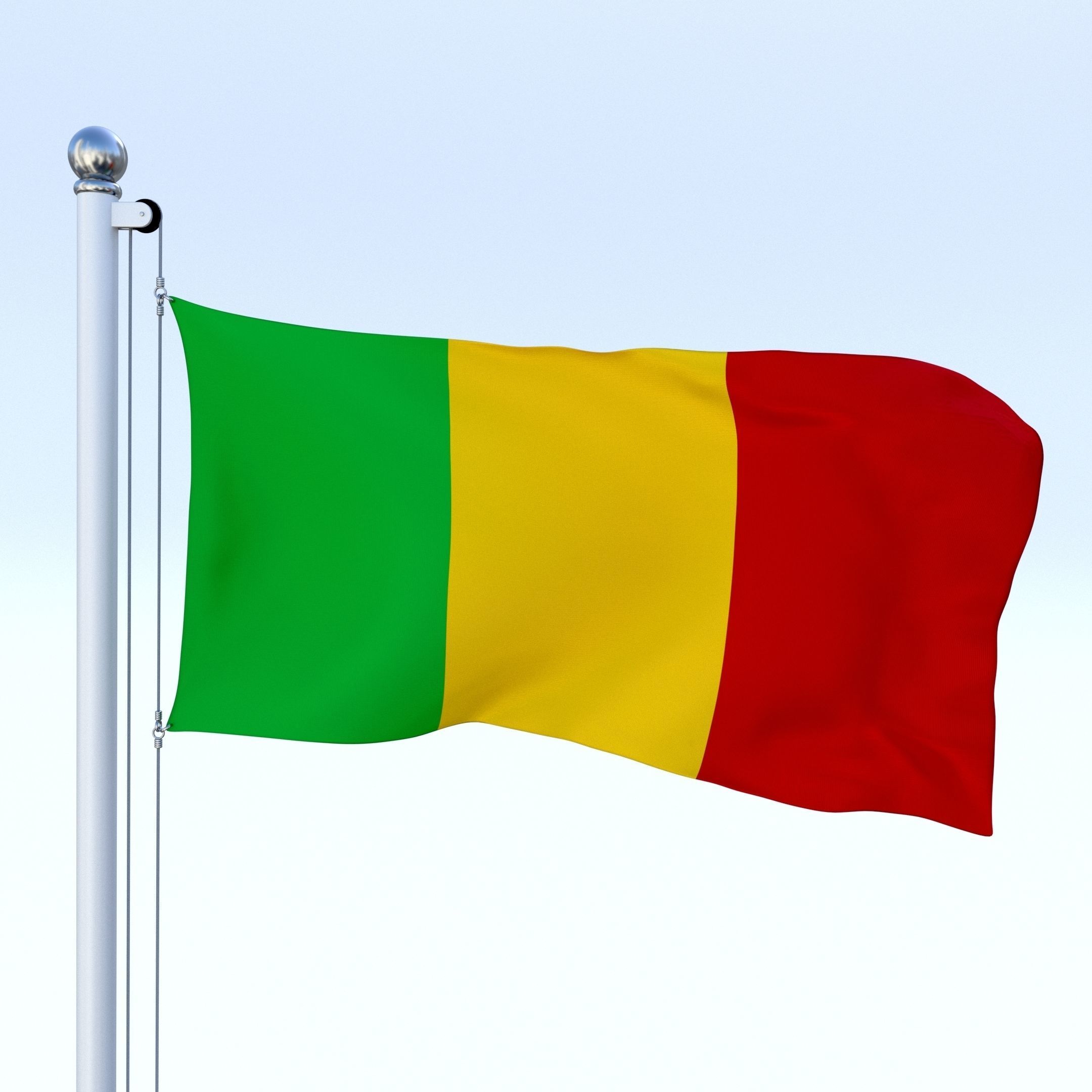 Animated Mali Flag Low-poly 3D model_1