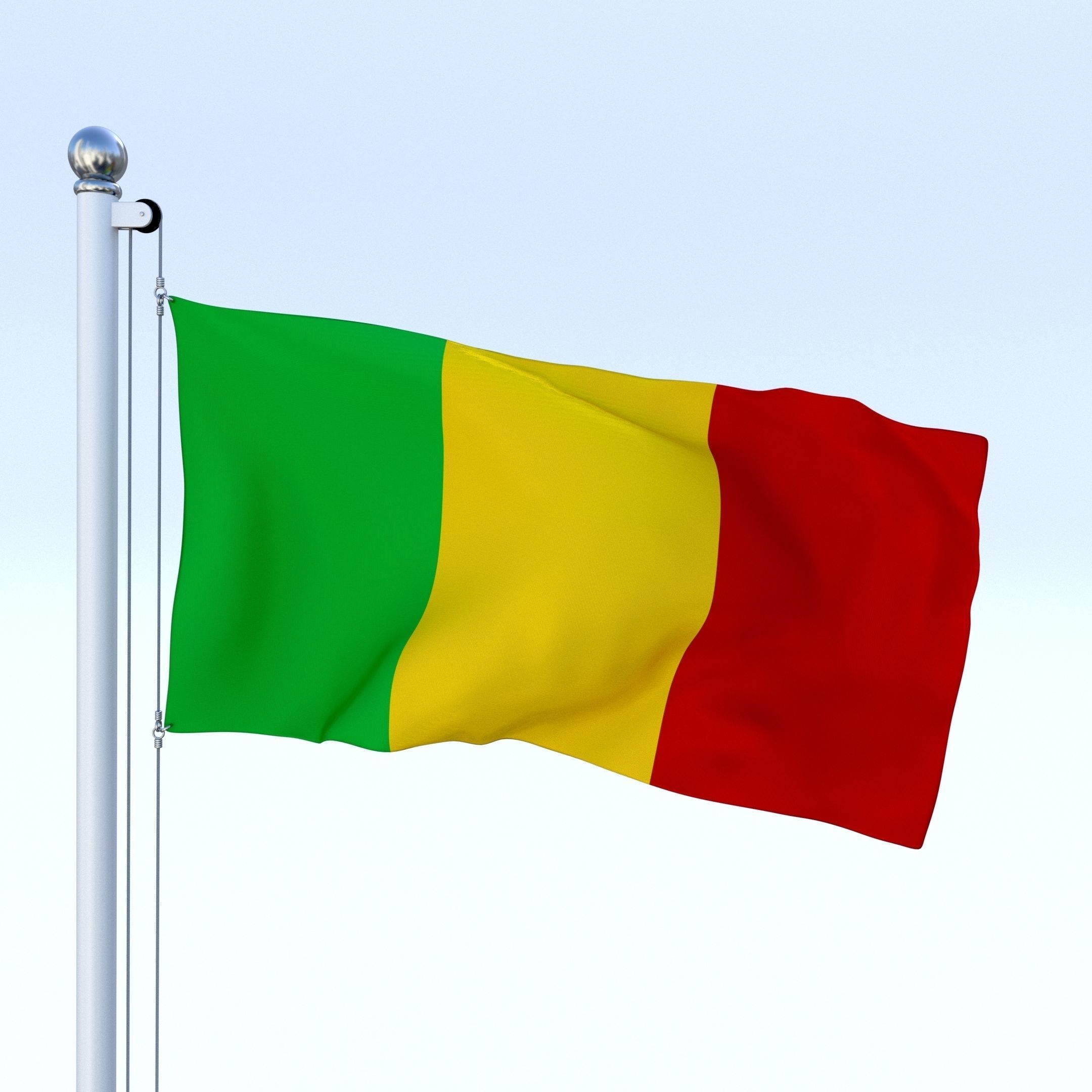Animated Mali Flag Low-poly 3D model_3