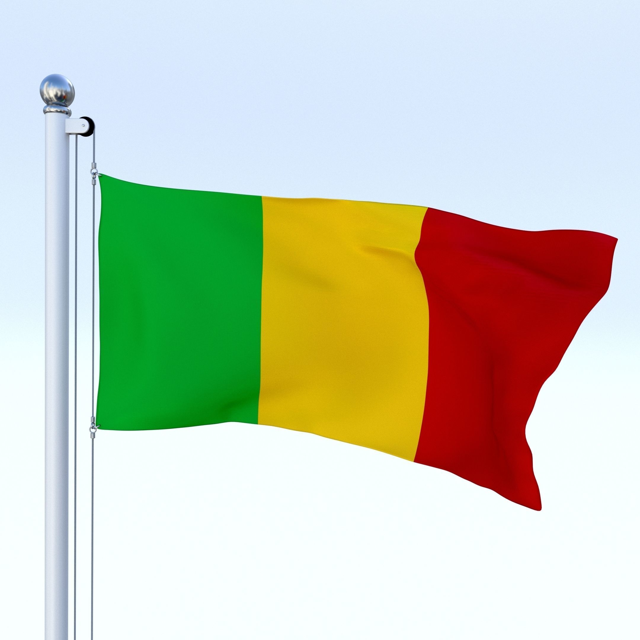 Animated Mali Flag Low-poly 3D model_24