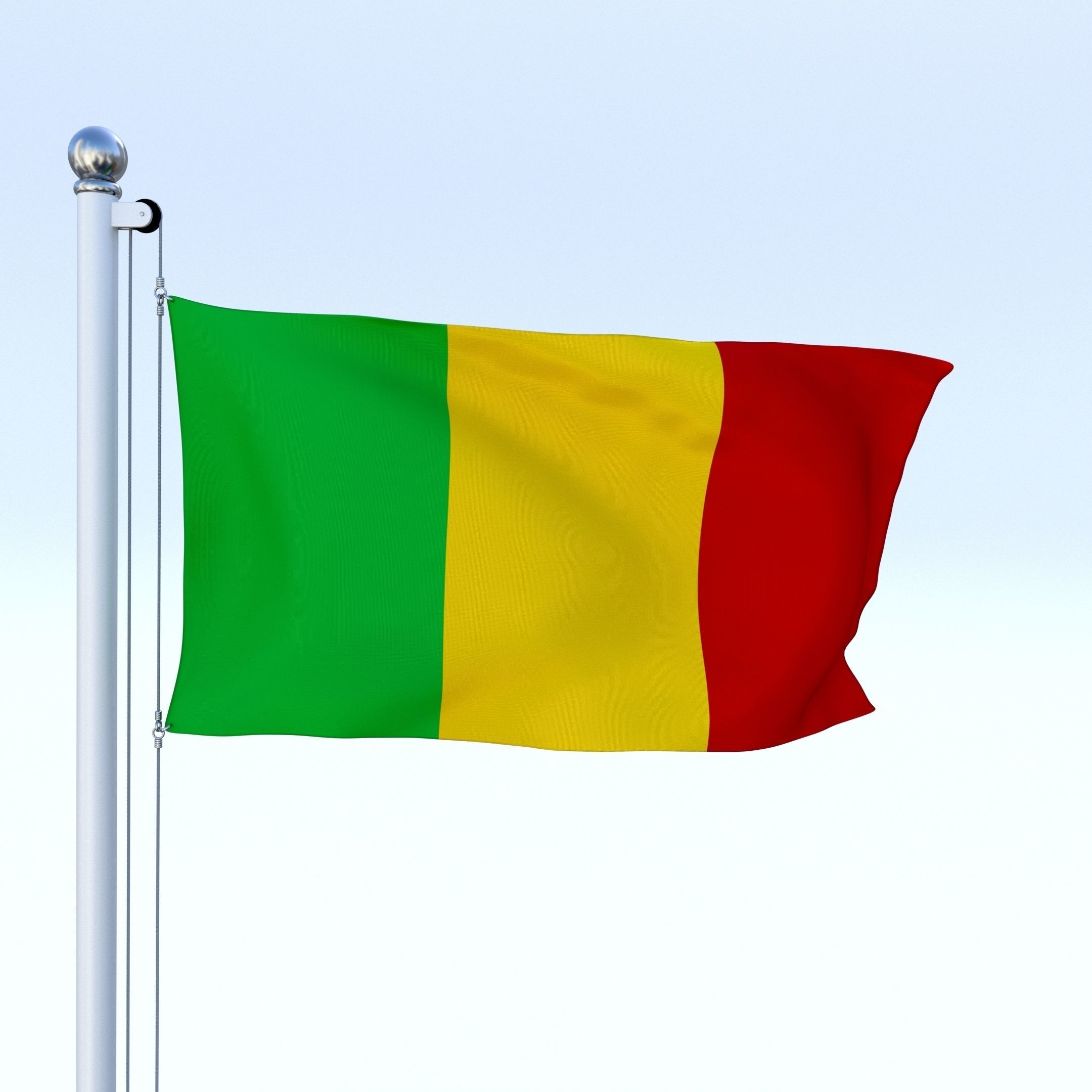 Animated Mali Flag Low-poly 3D model_6