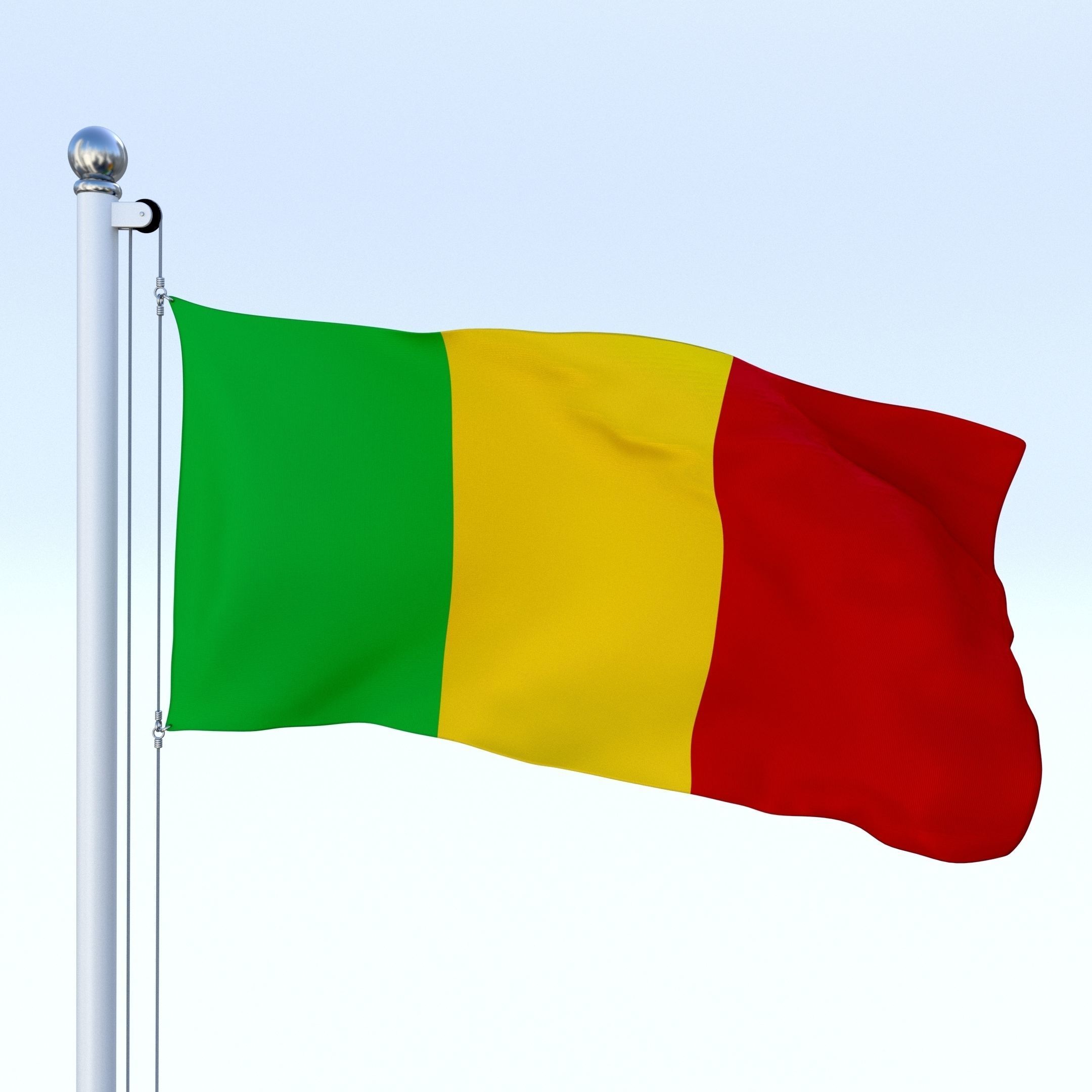 Animated Mali Flag Low-poly 3D model_15