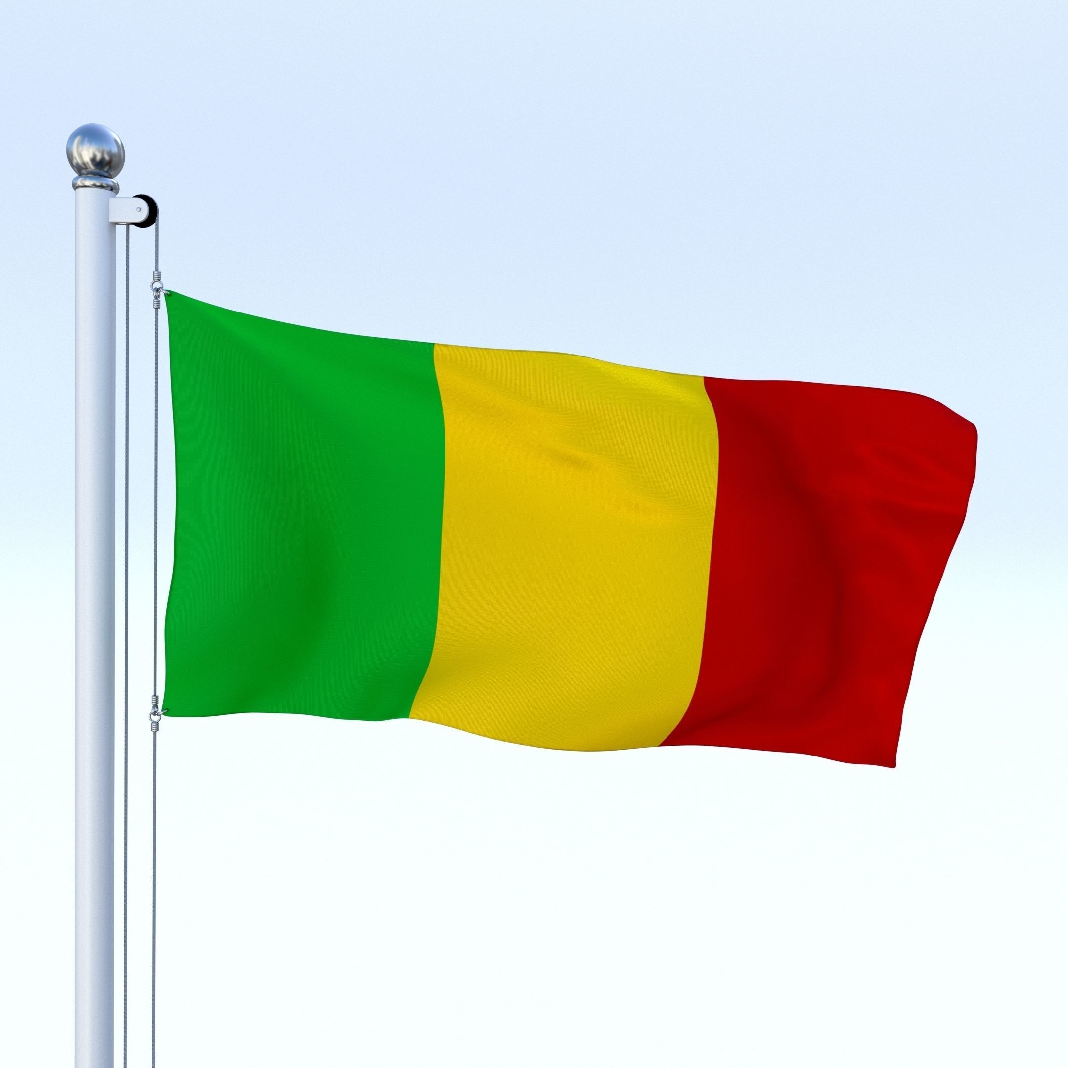 Animated Mali Flag Low-poly 3D model_5