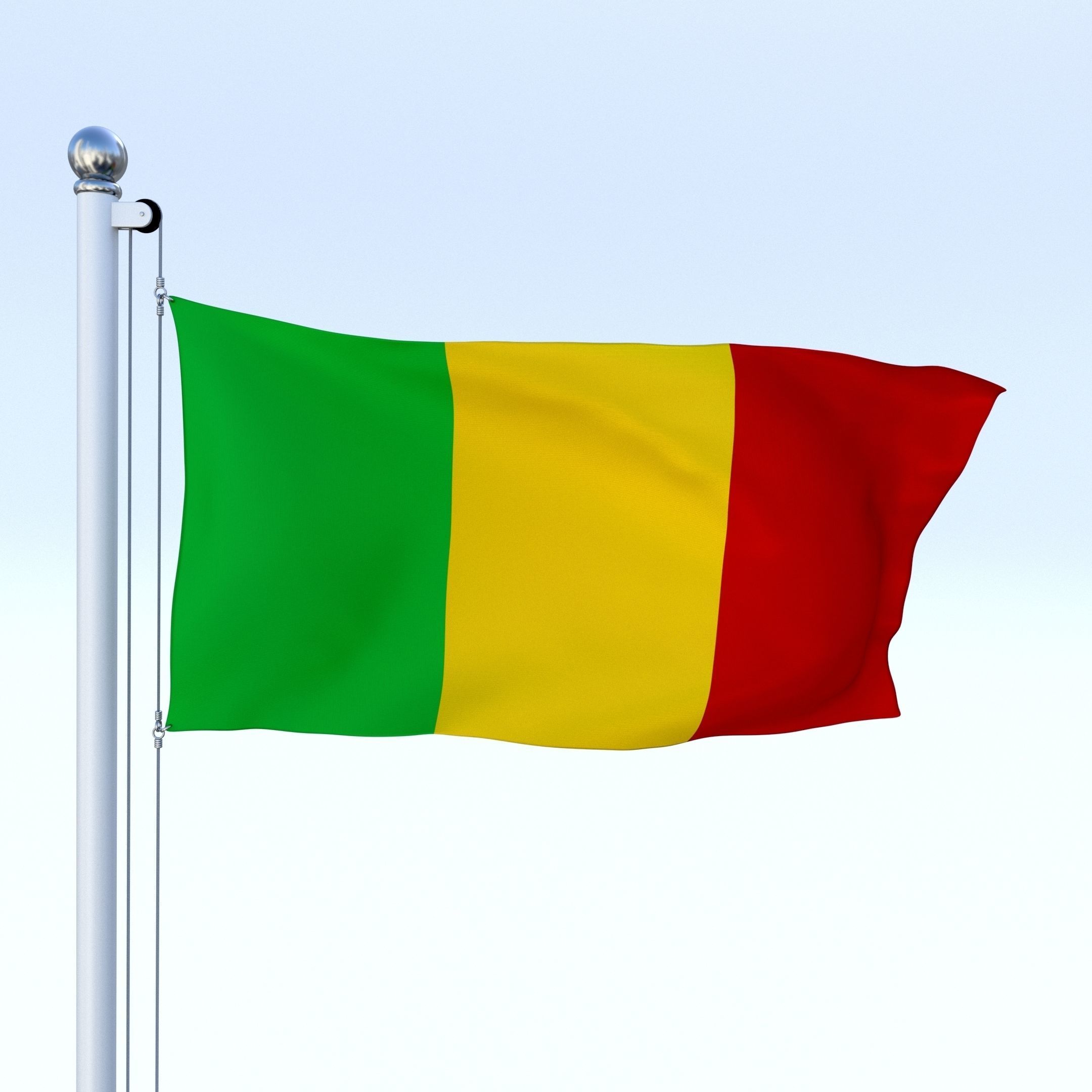 Animated Mali Flag Low-poly 3D model_14