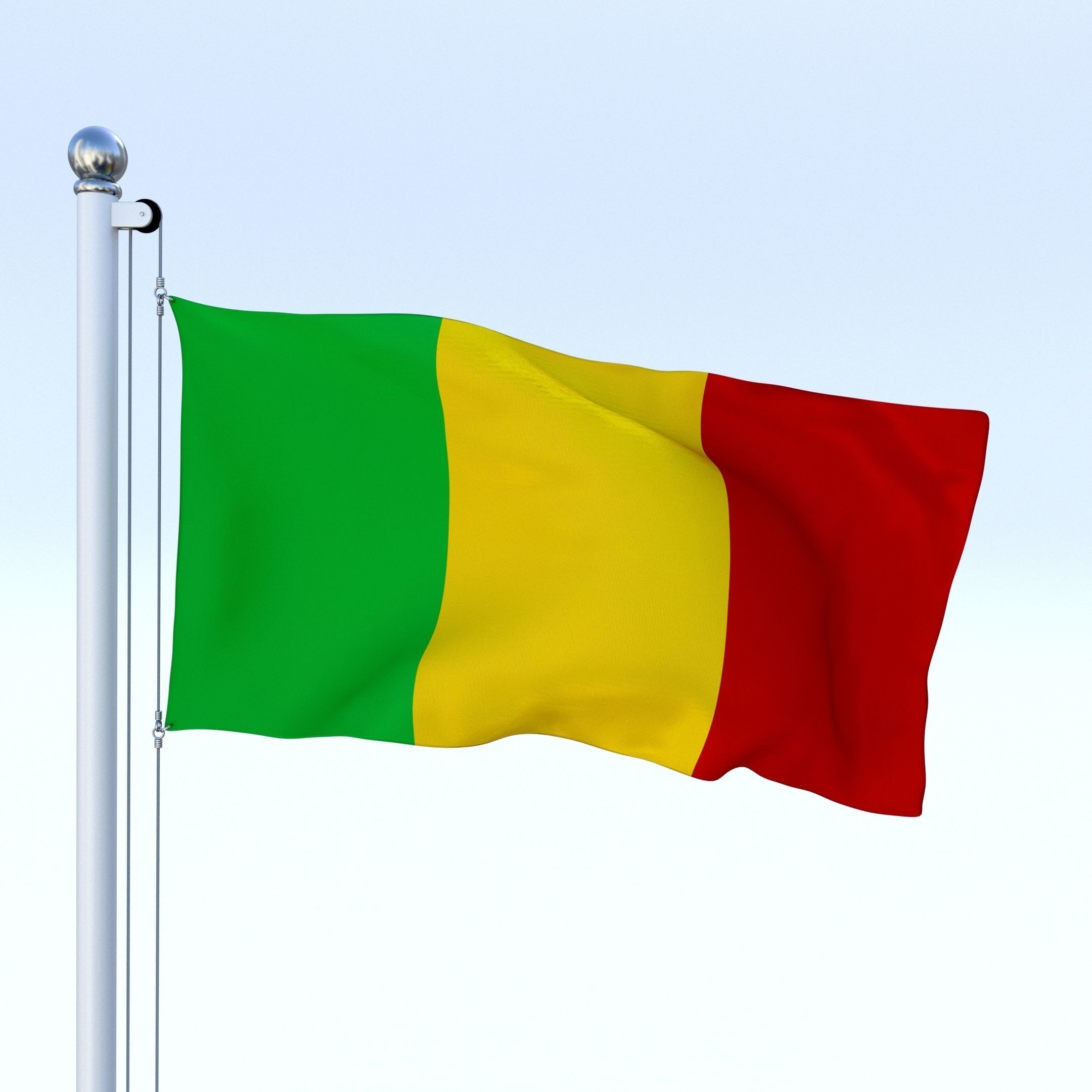 Animated Mali Flag Low-poly 3D model_11