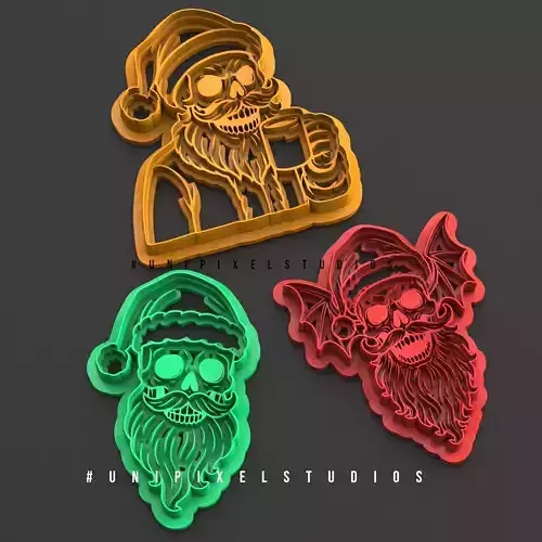 3D Christmas dark skull Cookie Cutters STL File