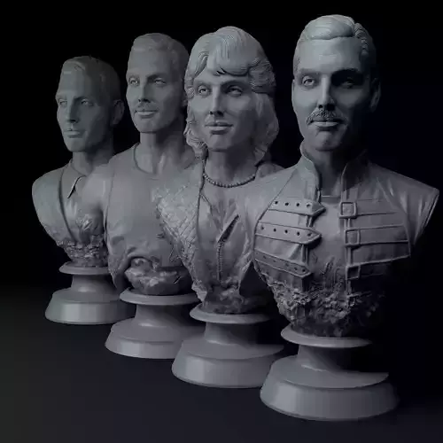 Freddie Mercury Queen Four Eras Diorama Premium Busts STL