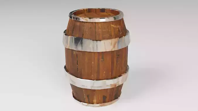 Stylized Wooden Barrel PBR Game Ready Prop
