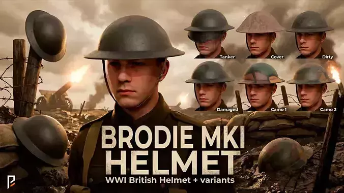 WWI British Helmet - Brodie MkI and variants