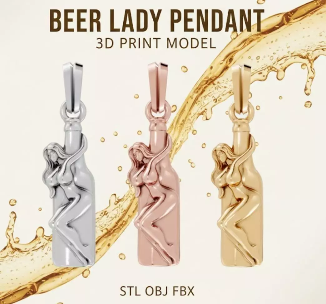 Beer Lady Pendant Female Body Bottle 3d print 3D print model