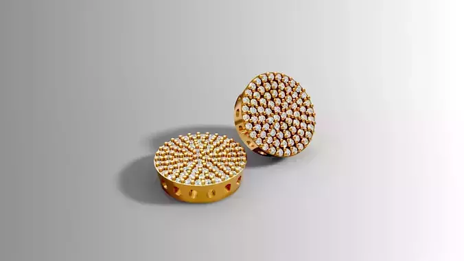 Pave Gold Earrings for 3D Printing and Casting