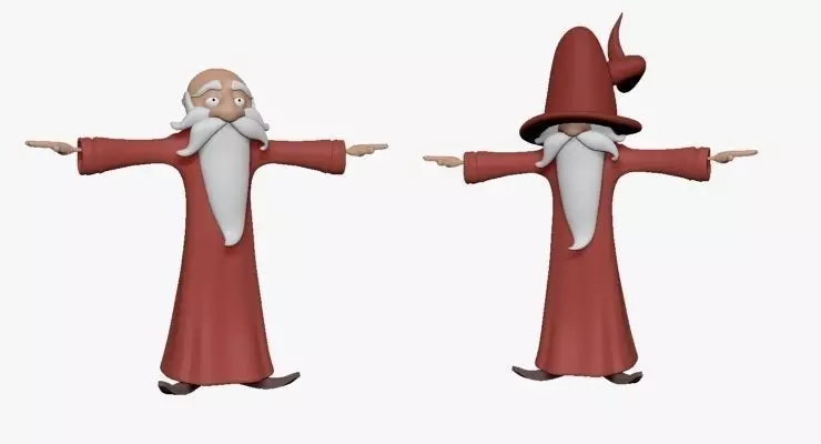 Dwarf wizard Low-poly 3D model_0