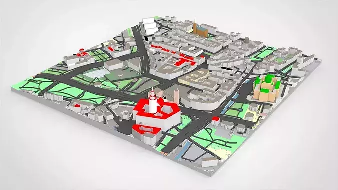 Cityscape Leipzig Centrum district Germany 3D model 6