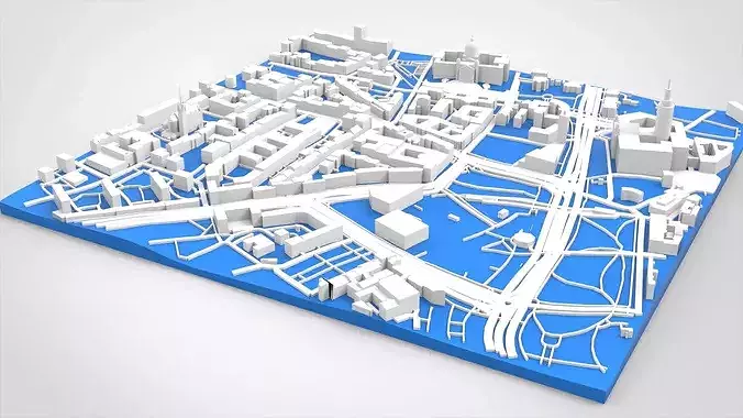 Cityscape Leipzig Centrum district Germany 3D model 3