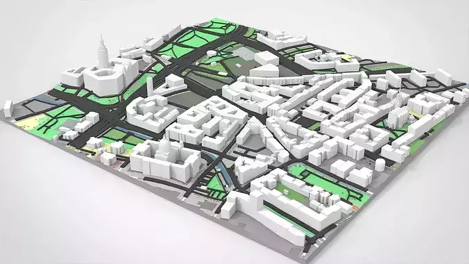 Cityscape Leipzig Centrum district Germany 3D model 4