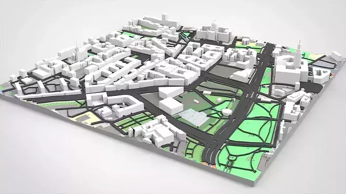 Cityscape Leipzig Centrum district Germany 3D model 5