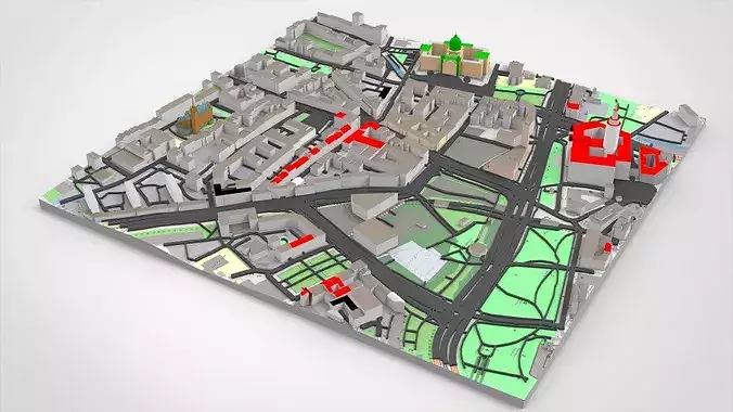 Cityscape Leipzig Centrum district Germany 3D model 7