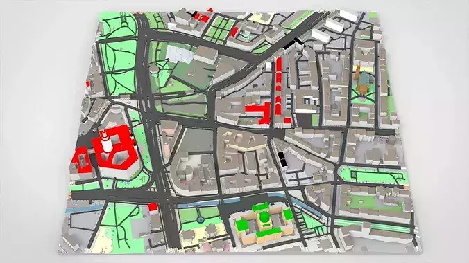 Cityscape Leipzig Centrum district Germany 3D model 2