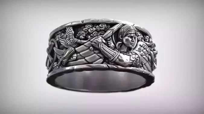 Saint Archangel Michael with Sword Christian Symbols Band