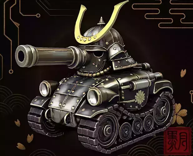 Samurai Fusion Tank Armored Heavy Vehicle Highpoly Game