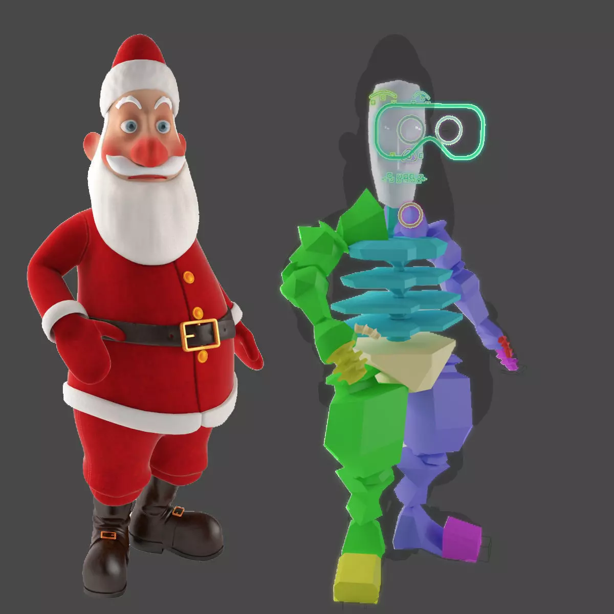 RIGGED Santa Claus Character Low-poly 3D model_0