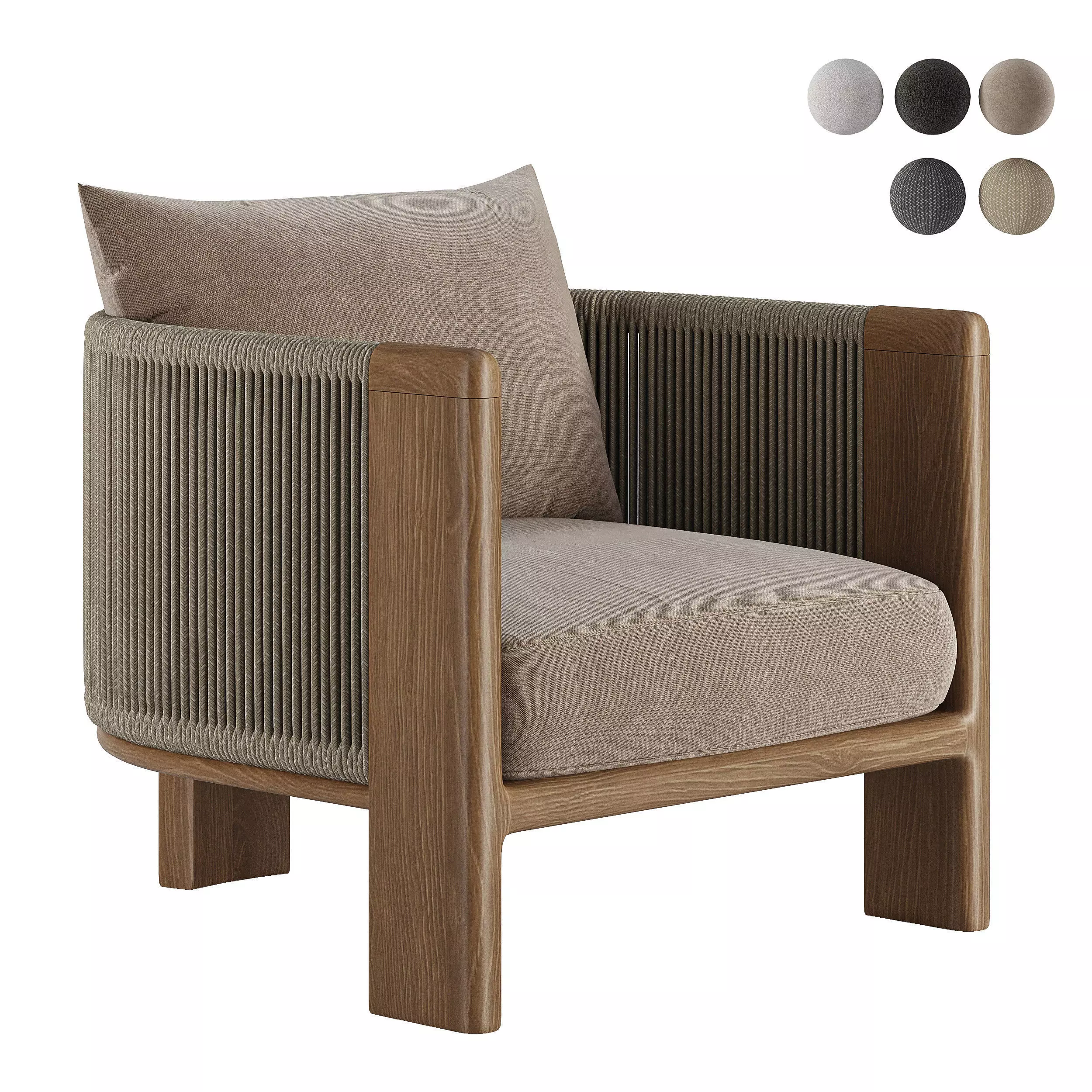 Palm Beach Teak Lounge Chair-Harbour 3D model