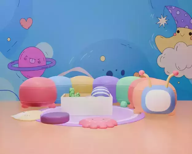 Cartoon Caterpillar Sofa Set Playroom Decor Bundle