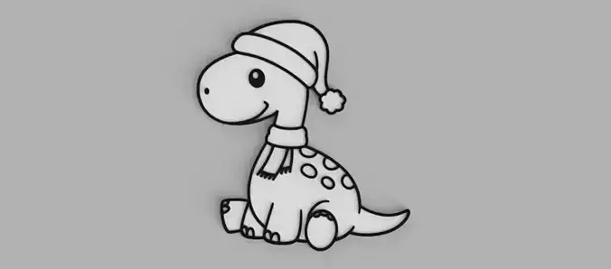 Baby Dinosaur Christmas Santa Hat Wall Picture