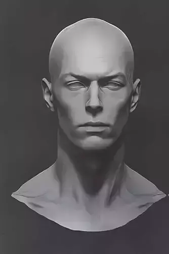 Original man facial head sculpture details character design