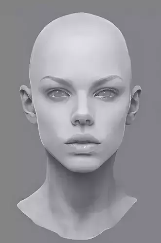 Original woman facial head sculpture details character design