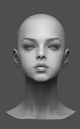 Original woman facial head sculpture details character design
