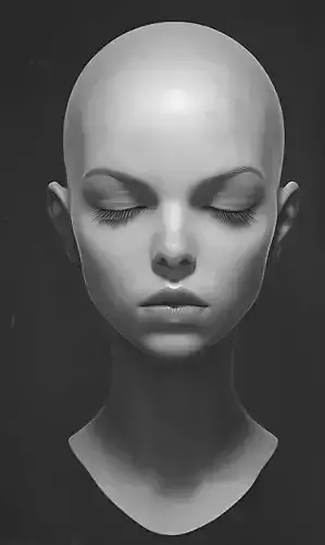 Original woman facial head sculpture details character design