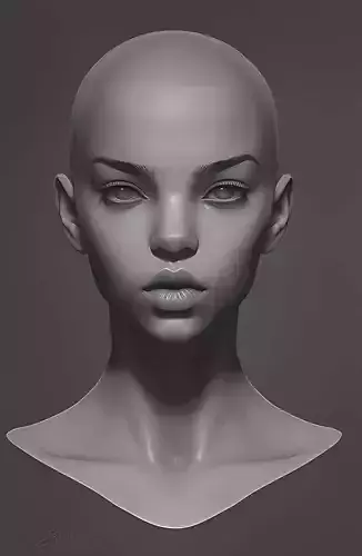 Original woman facial head sculpture details character design