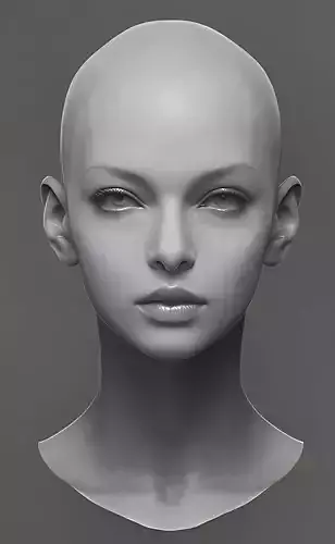 Original woman facial head sculpture details character design