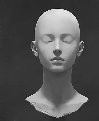 Original woman facial head sculpture details character design