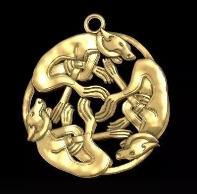 celtic dog pendant 3D print model_0
