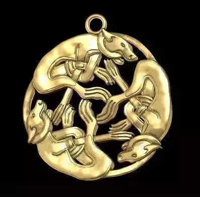 celtic dog pendant 3D print model