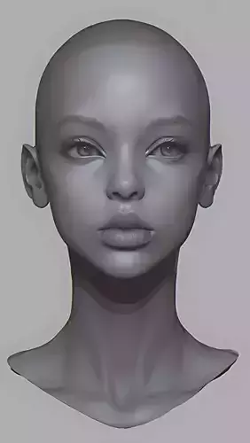 Original woman facial head sculpture details character design