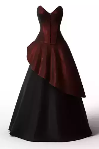 Gothic Victorian Red Strapless Ball Gown Corset and Peplum Skirt