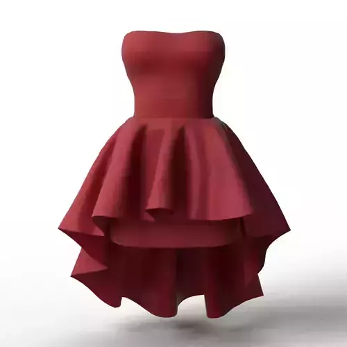 Red Strapless High-Low Mini Dress - Cocktail or Party