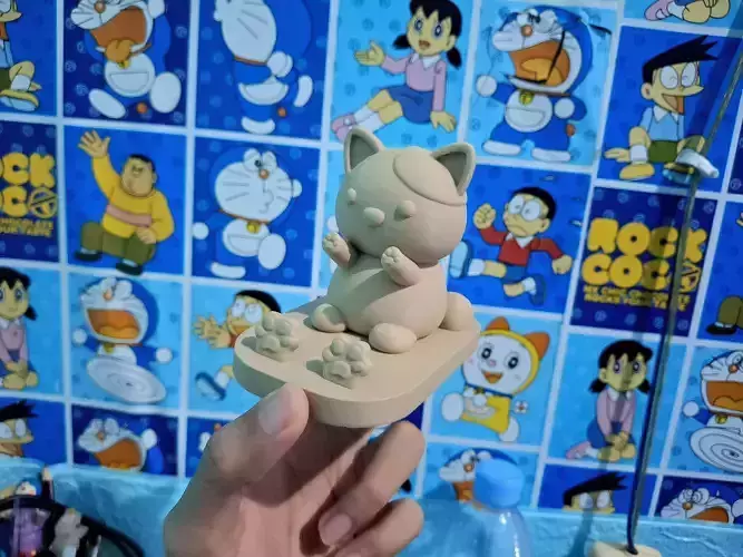 Kawaii Cat Phone Holder 3D Printable Model