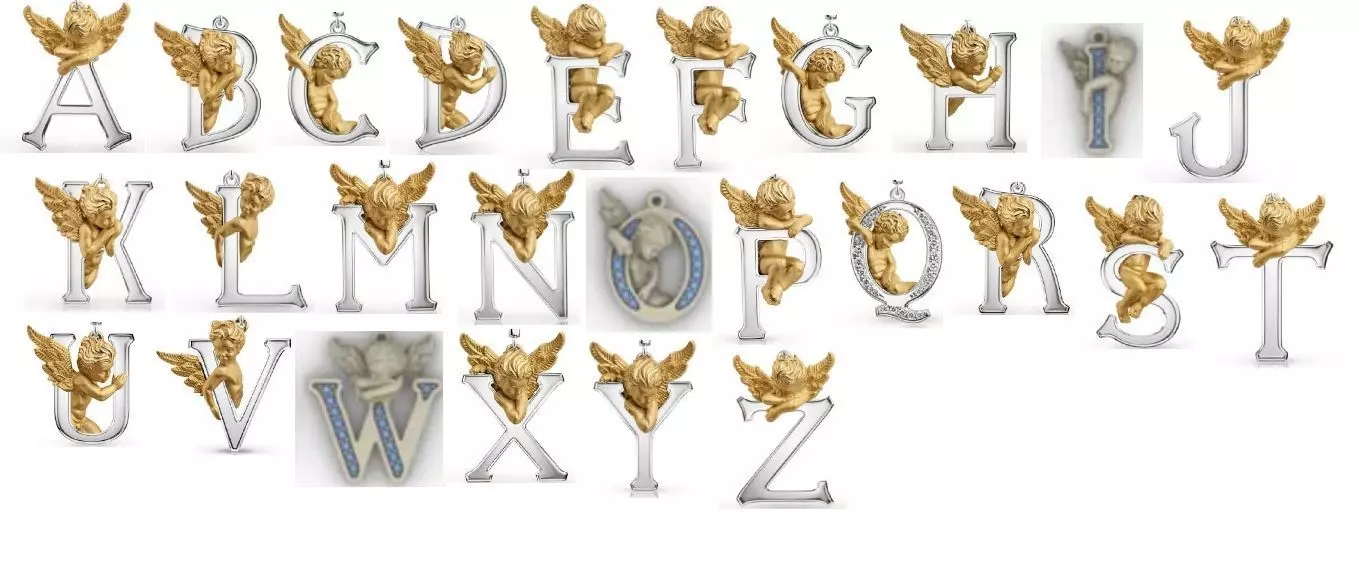 My Angel Letter Pendant Necklace Low-poly 3D model