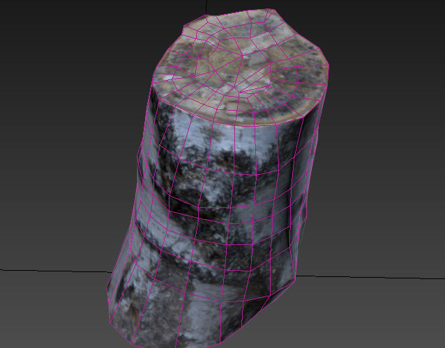 Stump birch Low-poly 3D model_5